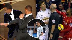 Football players getting slapped just like Will Smith did Chris Rock