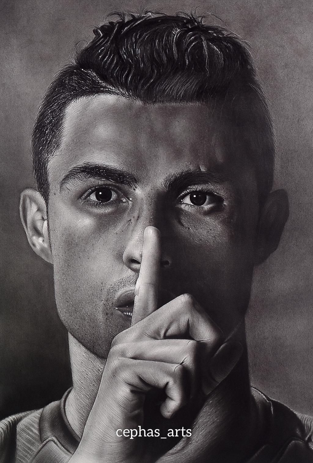 Cristiano Ronaldo charcoal fan art by Cephas