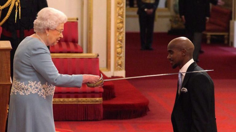 Mo Farah was knighted by Queen Elizabeth II in 2017