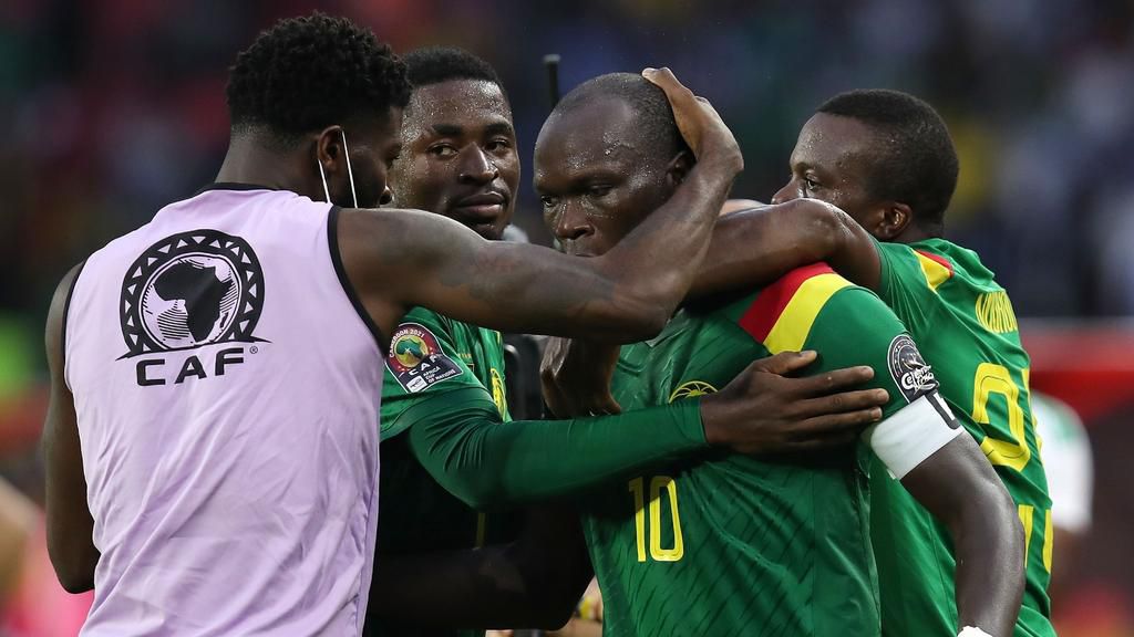 Vincent Aboubakar of Cameroon celebrates 2nd goal during the 2021 Africa Cup of Nations