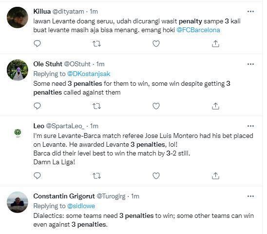 Reactions as Barcelona overcome 3 penalties to beat Levante 3-2 with late Luuk de Jong goal