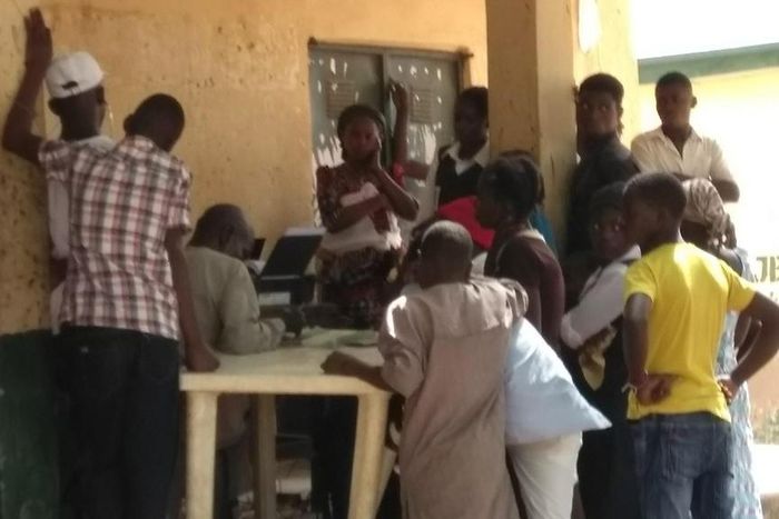INEC registration centre in Donzomga Primary School in Donga, Donga Local Government Area of Taraba State.