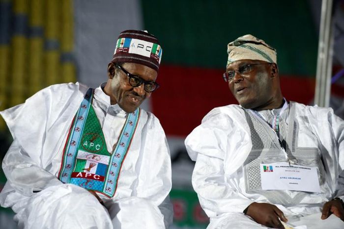 Former military ruler and incumbent Muhammadu Buhari (L) faces off against main rival and former vice president Atiku Abubakar in next week's election