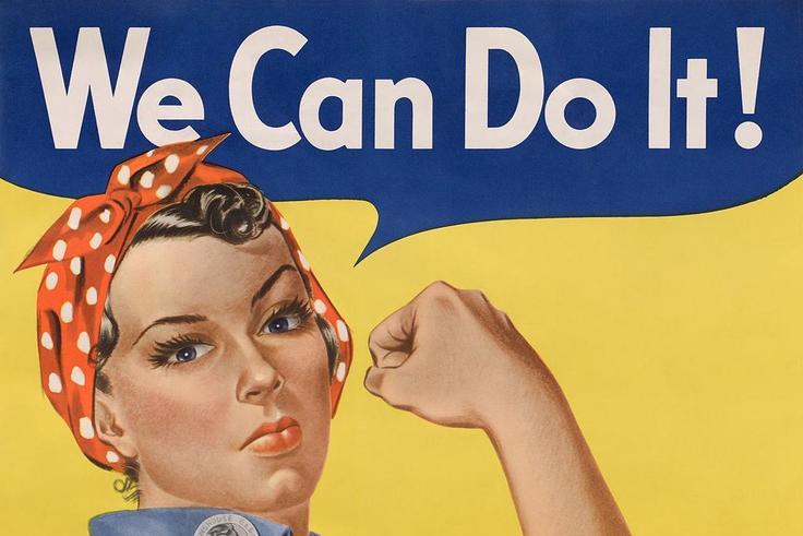 We can do it is a popular feminist symbol during the second world war when women took traditional masculine roles [wikipedia]