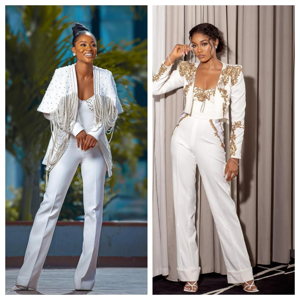 Both on white pant suits [Instagram]