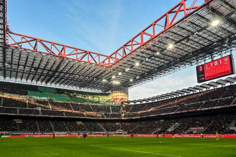 San Siro in Milan during a Serie A game between AC Milan and Verona in February. Could supporters be allowed back into matches in Italy as early as next month?