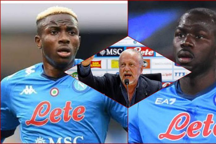 Napoli President with two of his biggest African stars Osimhen and Koulibaly.