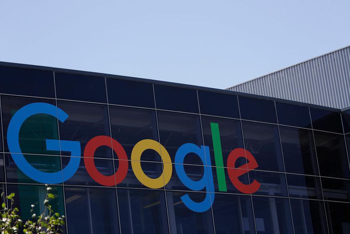 The Google logo is seen at the company's headquarters in Mountain View, California.