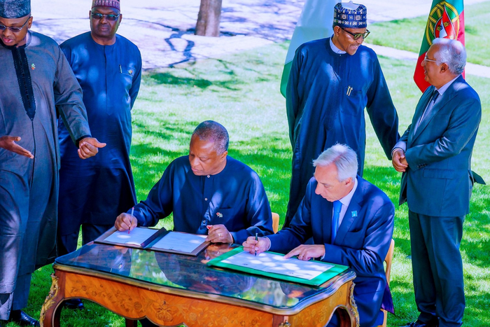 President Muhammadu Buhari in Portugal. [Presidency]