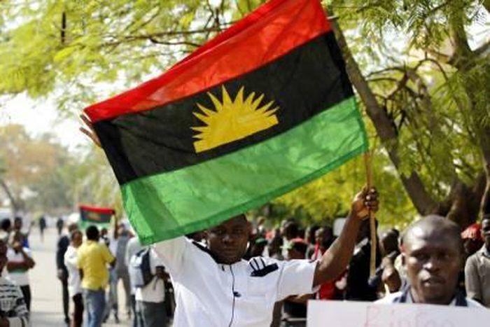 IPOB members flying a Biafran flag (Sahara Reporters)