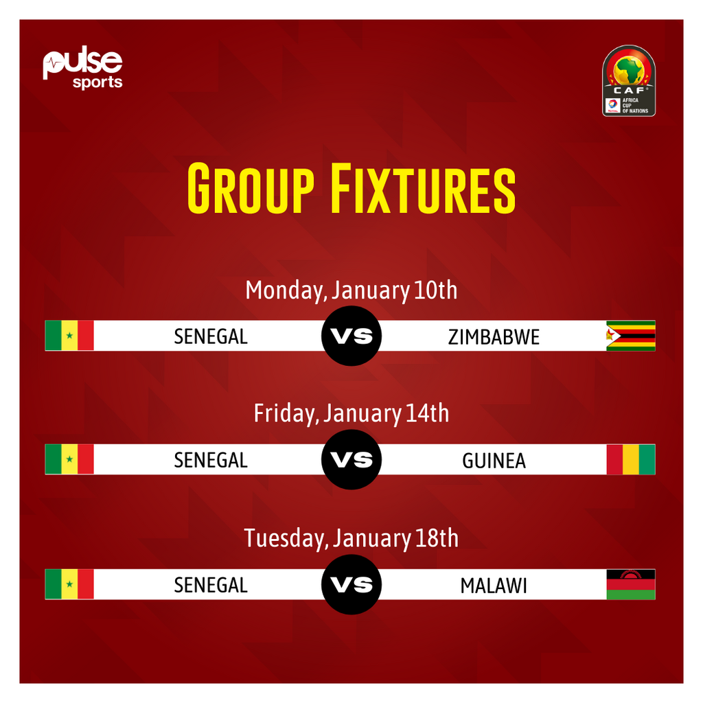 Senegal AFCON group fixtures
