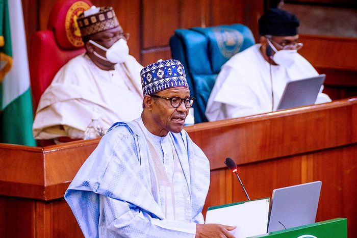 President Muhammadu Buhari presents 2021 budget proposal of N13.08 trillion to the joint session of the National Assembly on Thursday, October 8, 2020.  [twitter/@NigeriaGov]