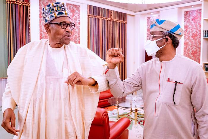 President Muhammadu Buhari held a closed-door meeting with the Speaker, House of Representatives, Femi Gbajabiamila at Aso Villa on Wednesday, February 3, 2021. [Twitter/@NigeriaGov]