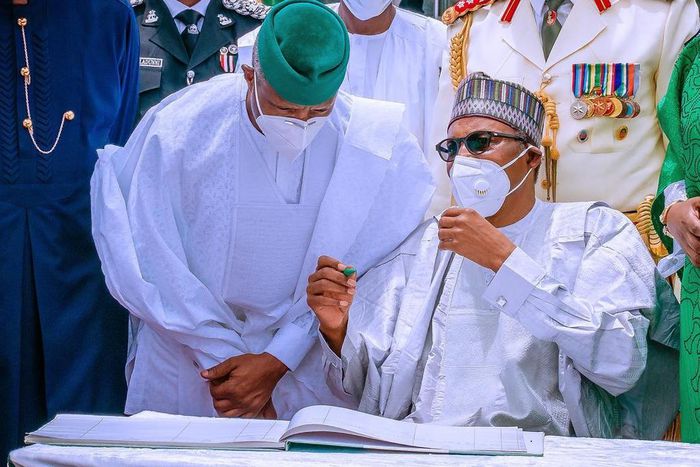 President Muhammadu Buhari and Vice President Yemi Osinbajo.  [Twitter@BashirAhmaad]