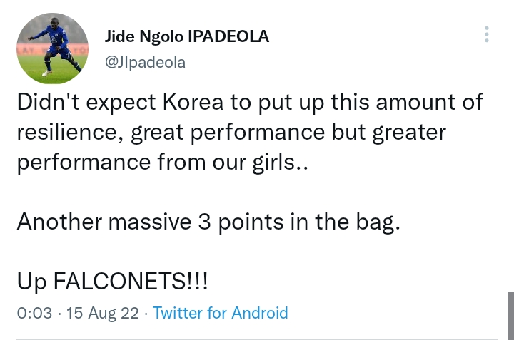 Reactions from Nigerians as Falconets win again to book quarter-final ticket.