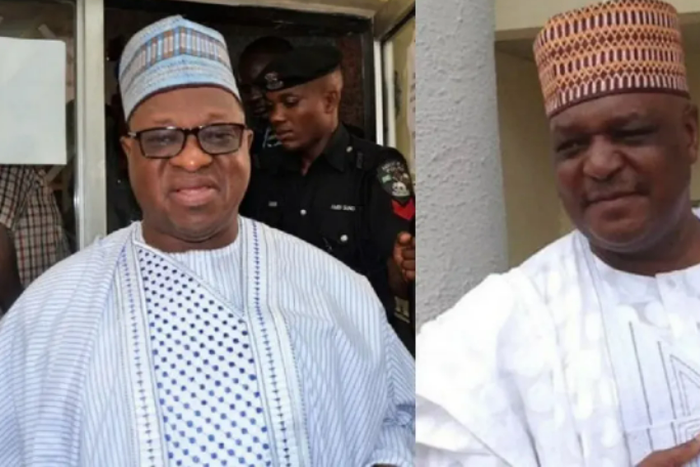 Jailed former governors,  Joshua Dariye of Plateau State and Jolly Nyame of Taraba State. (Dailypost)