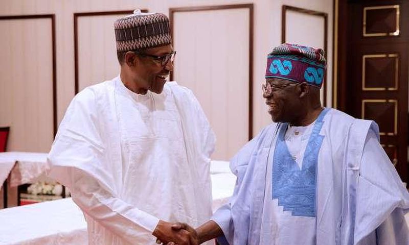 President Muhammadu Buhari and Asiwaju Bola Tinubu meet at the villa
