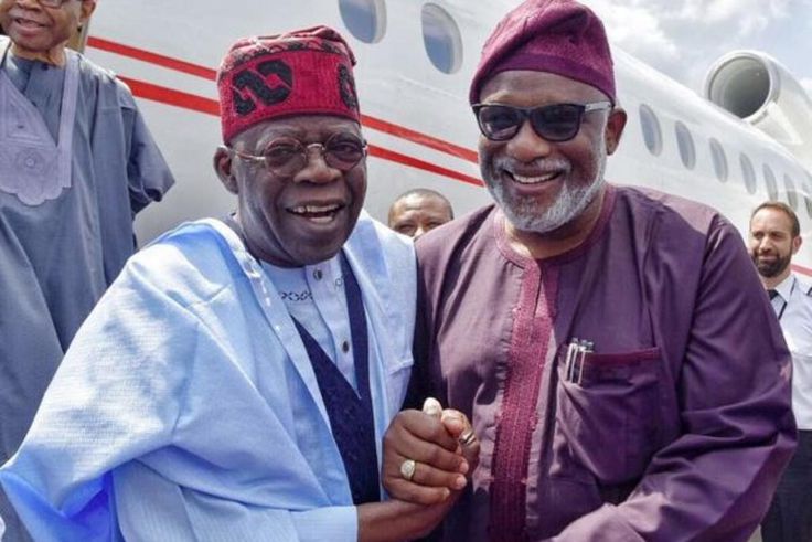 APC National Leader, Asiwaju Bola Ahmed Tinubu and Ondo state Governor, Rotimi Akeredolu. [Vanguard]