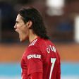 Manchester United striker Edinson Cavani celebrates his goal against Fulham