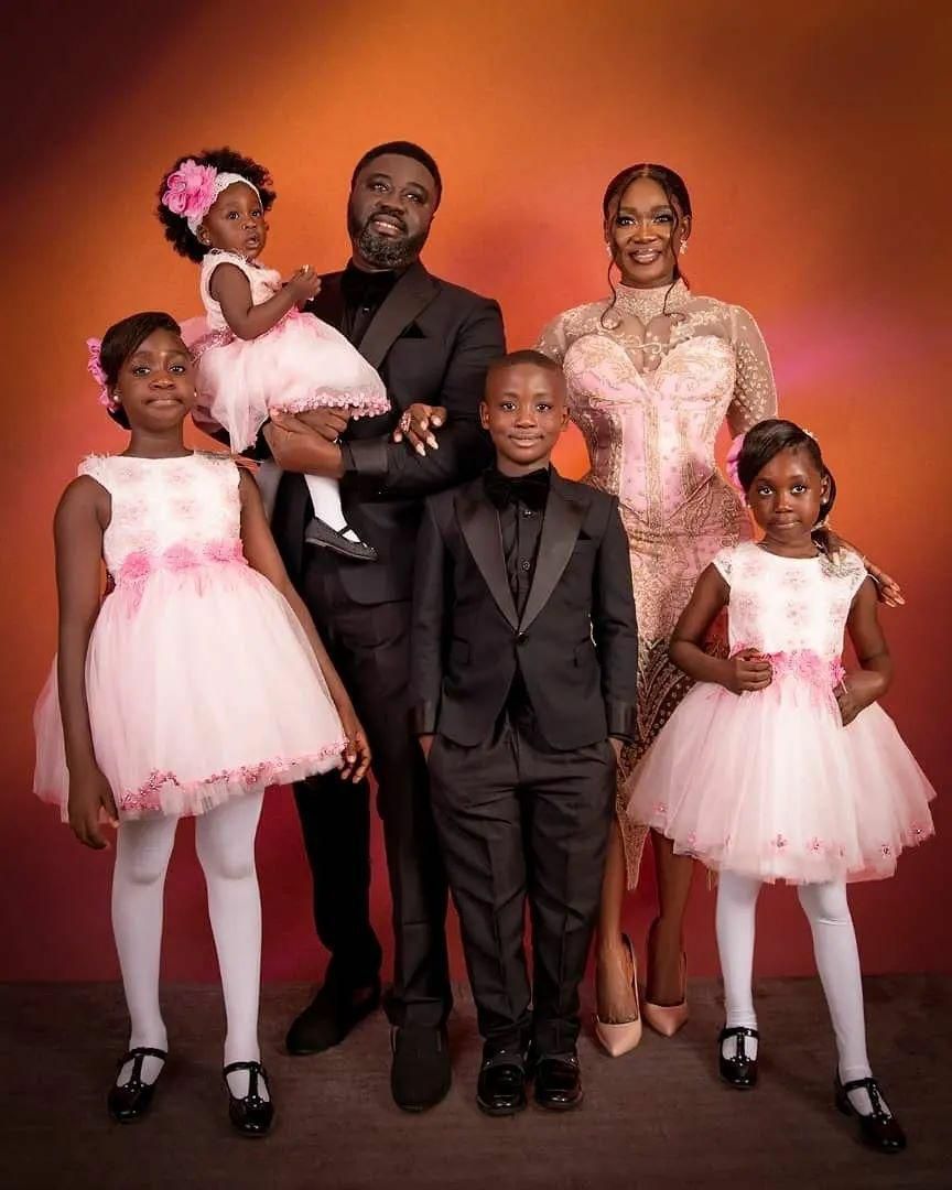 Mercy Johnson Okojie, her husband Odi Okojie and their kids, Purity, Henry, Angel and Divine [Pulse]
