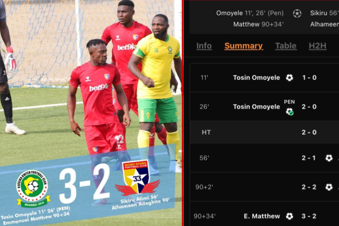 An NPFL matchday 35 game between Katsina Utd and Remo Stars ran into extra time that lasted for over 30 minutes.