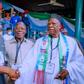 From left: Former APC National Chairmen John Odigie-Oyegun, Adams Oshiomhole and current Chairman, Abdullahi Adamu.