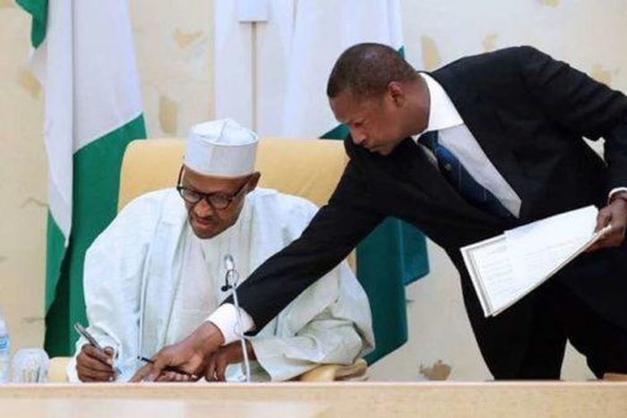 President Muhammadu Buhari and Minister of Justice and Attorney-General of the Federation, Abubakar Malami.