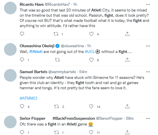 Reactions to fight between Atletico Madrid and Manchester City in the Champions League