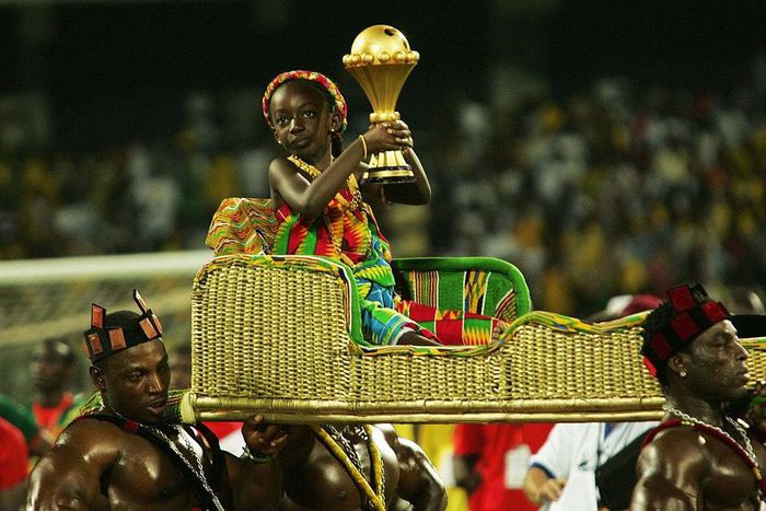 ACCRA, GHANA - FEBRUARY 10: The winners' trophy is carried on to the pitch after the AFCON Final match between Cameroon and Egypt at the Ohene Djan Stadium in Accra, Ghana. (Photo by Lee Warren/Gallo Images/Getty Images)
