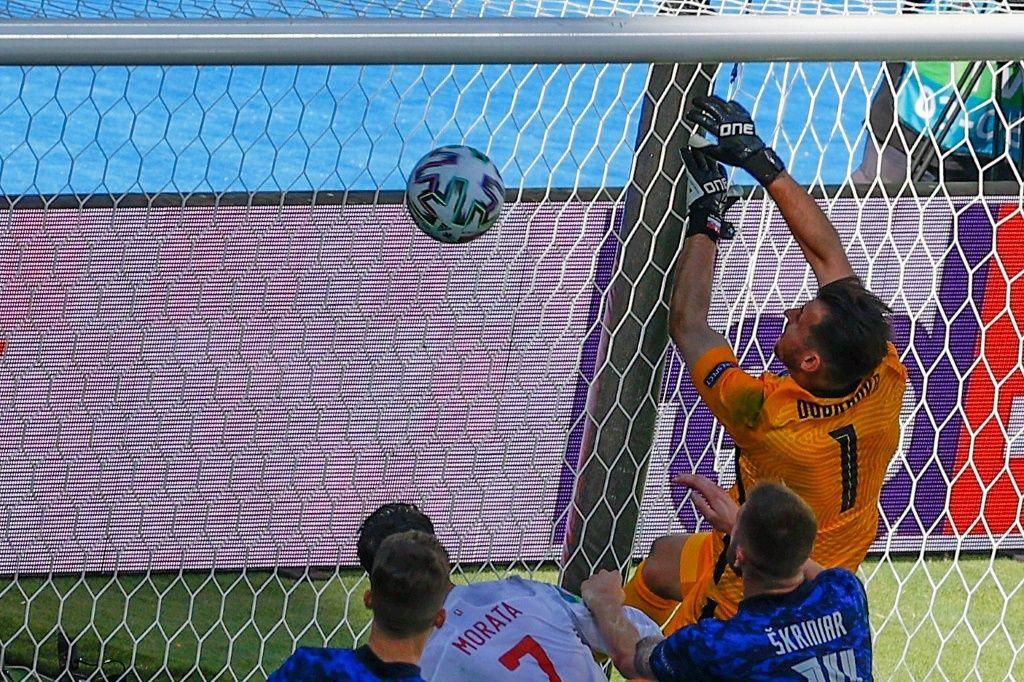Martin Dubravka's clumsy attempt to tip the ball over his own crossbar spelled the end of Slovakia's tournament