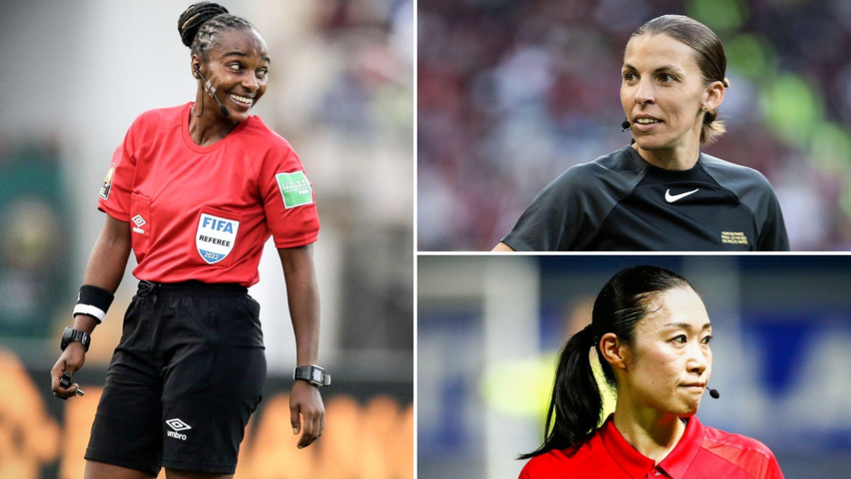 Salima Mukansanga (L), Stephanie Frappart (R1), Yoshimi Yamashita (R2)