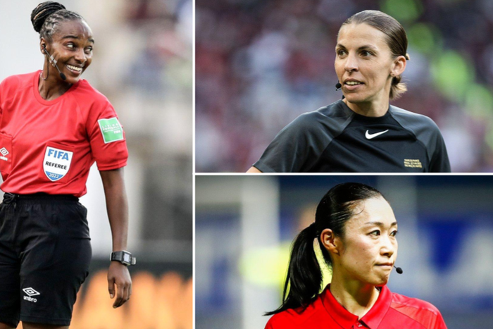 Salima Mukansanga (L), Stephanie Frappart (R1), Yoshimi Yamashita (R2)