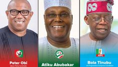 The three frontline presidential candidates for the 2023 election: Peter Obi, Bola Tinubu and Atiku Abubakar. (BusinessDay)