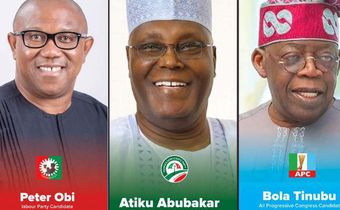 The three frontline presidential candidates for the 2023 election: Peter Obi, Bola Tinubu and Atiku Abubakar. (Businessday)