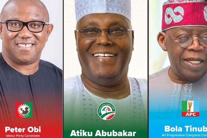 The three frontline presidential candidates for the 2023 election: Peter Obi, Bola Tinubu and Atiku Abubakar. (Businessday)