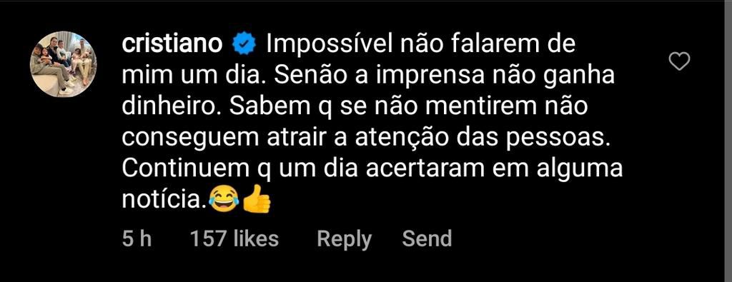 Cristiano Ronaldo's response to IG/@cristianoronaldoish