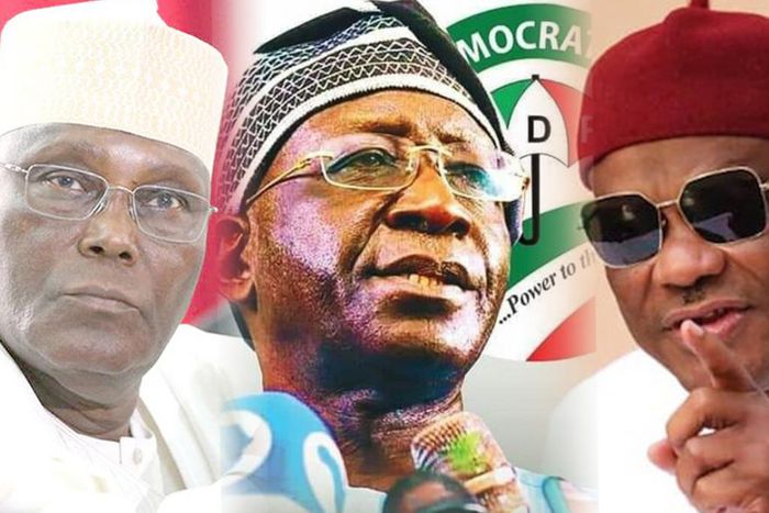 PDP Chieftains, Nyesome Wike, Atiku Abubakar and Iyorchia Ayu  (TheNATION)