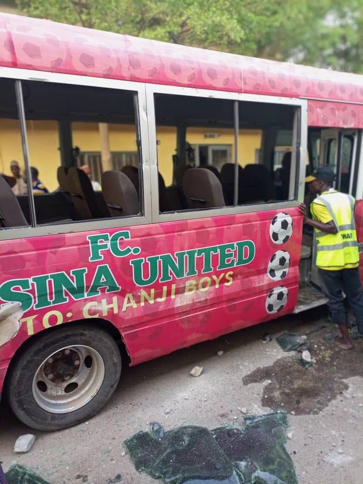Side view of the Katsina United bus.