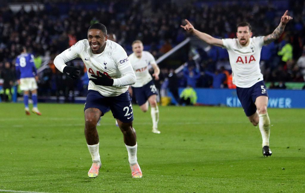 Double Dutch: Steven Bergwijn scored twice in stoppage time to give Tottenham a 3-2 win over Leicester