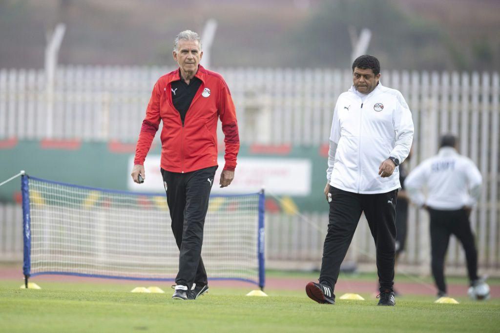Egypt coach Carlos Queiroz at his team's training session in Yaounde on Tuesday