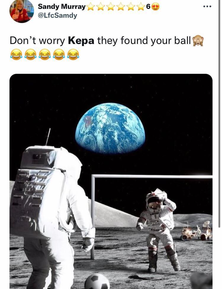 Another Twitter user giving an update of Kepa's skied attempt which could've gone on an Intergalactic travel