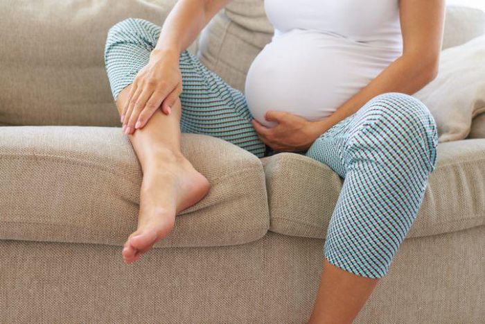 Pregnant woman with swollen feet