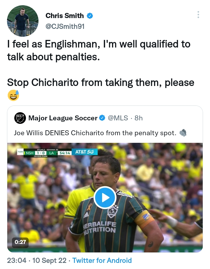 The supporters are tired and want Chicharito to stop taking penalties.