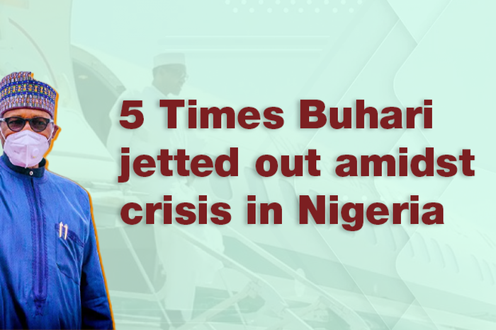 President Muhammadu Buhari has repeatedly left the country amid crisis. (Pulse)