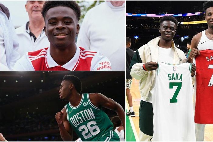 Bukayo Saka and Aaron Nesmith meet up in Boston