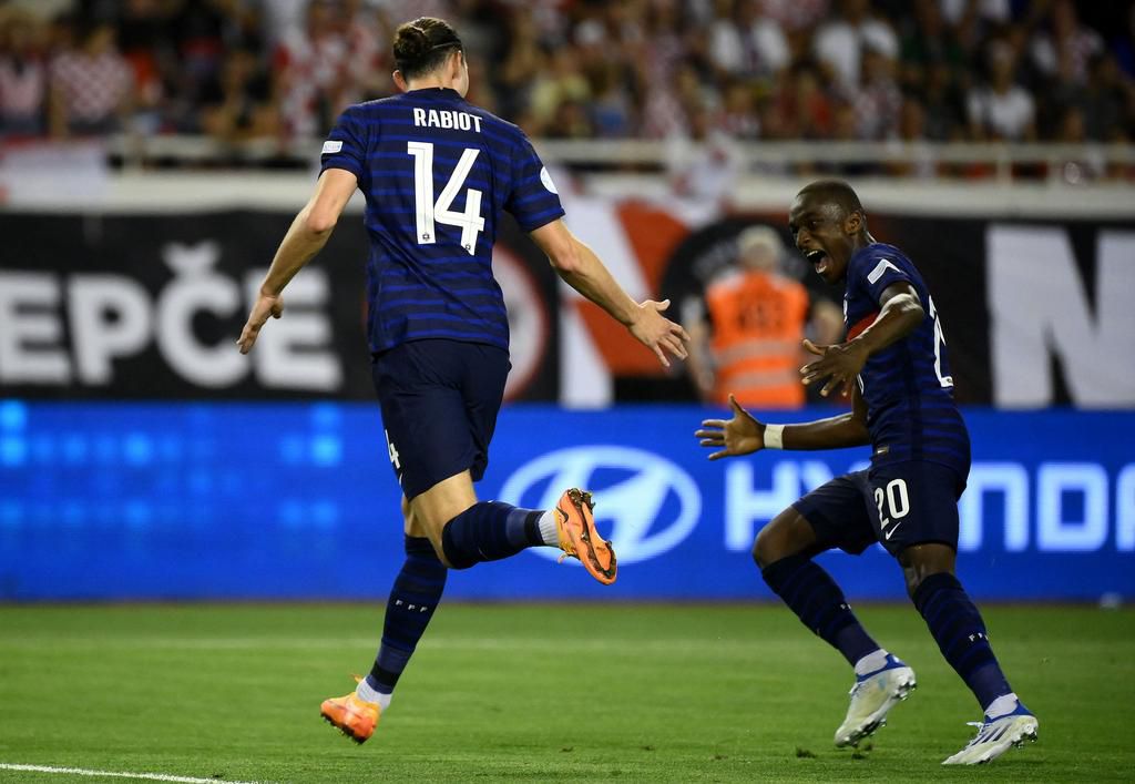 France scorer Adrien Rabiot celebrates his goal.