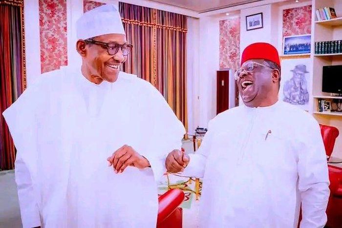 President Muhammadu Buhari met behind closed door with Gov. Dave Umahi of Ebonyi.