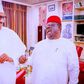 President Muhammadu Buhari met behind closed door with Gov. Dave Umahi of Ebonyi.