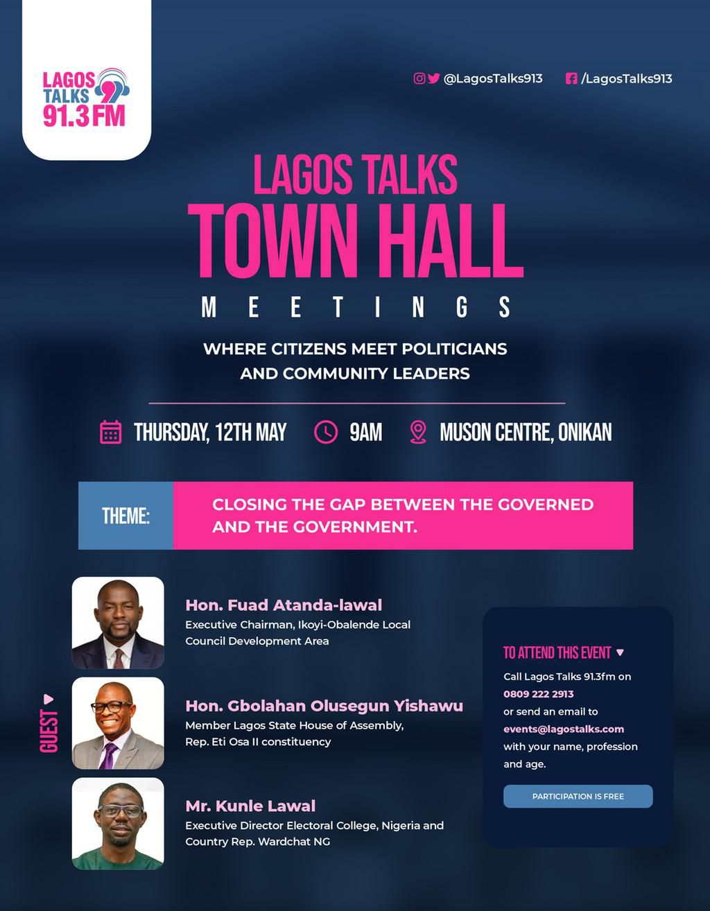 Lagos Talks 91.3FM organises Town Hall Meetings