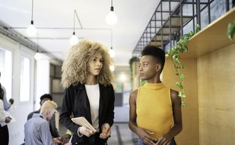 two women talking